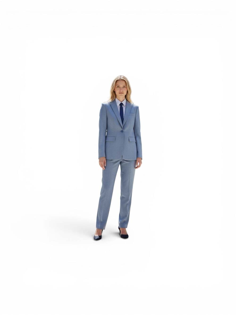 Company by Ellen Tracy petite size 8 Dusty Blue Refined Weave Performance Blazer - Picture 2 of 3